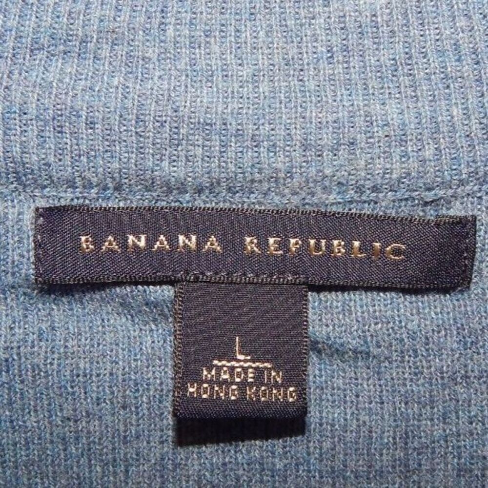 BANANA REPUBLIC men's large thin powder blue full zip cardigan sweater jacket - Picture 5 of 7